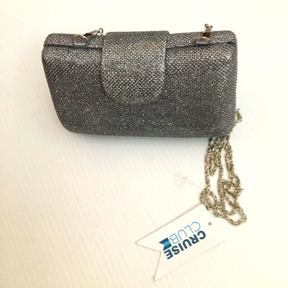 Cruise Club NWT Mini Metallic Chain CrossBody Evening Hard Shell Bag Purse - Picture 1 of 11